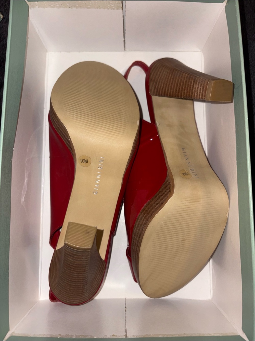 Gianni Bini Bright Red Patent Slingback Block Heel Pumps - Picture 6 of 6
